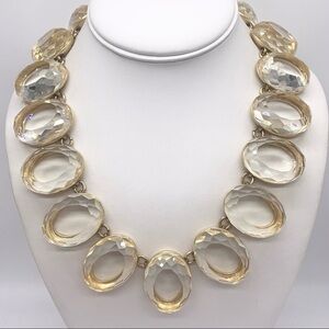J. Crew Bold Clear Faceted Gem Gold Necklace